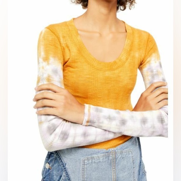 Free People Tops - Free People Big Sur Tie-Dye Thermal in Amber Combo